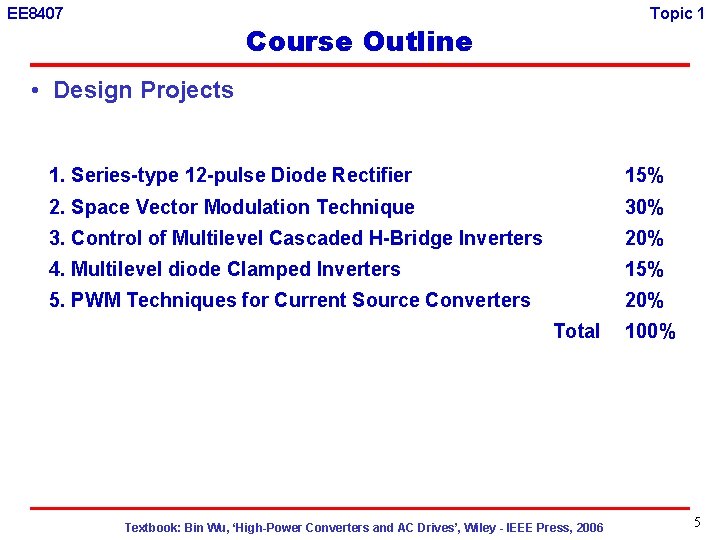 EE 8407 Topic 1 Course Outline • Design Projects 1. Series-type 12 -pulse Diode