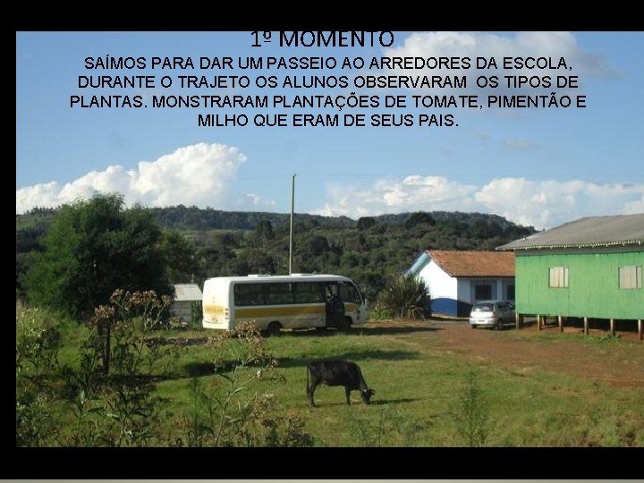 1º MOMENTO SAÍMOS PARA DAR UM PASSEIO AO ARREDORES DA ESCOLA, DURANTE O TRAJETO