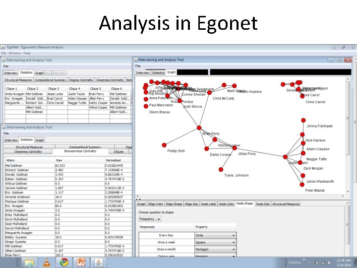 Analysis in Egonet 