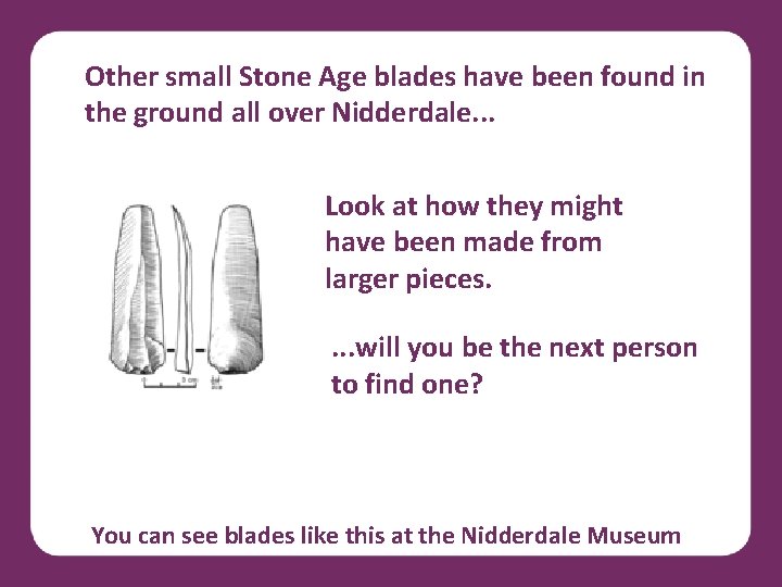 Other small Stone Age blades have been found in the ground all over Nidderdale.