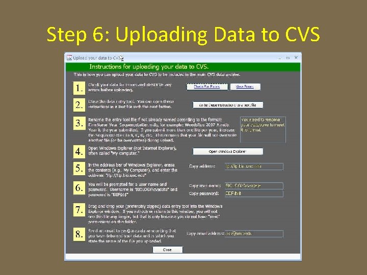 Step 6: Uploading Data to CVS 