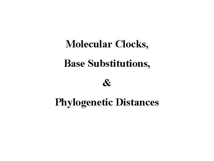 Molecular Clocks, Base Substitutions, & Phylogenetic Distances 