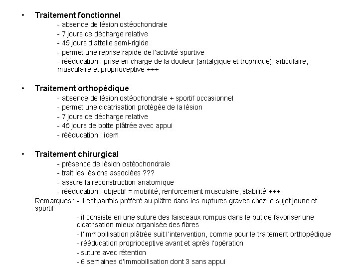  • Traitement fonctionnel - absence de lésion ostéochondrale - 7 jours de décharge