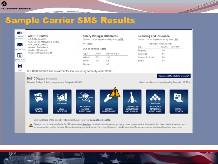 Sample Carrier SMS Results 24 