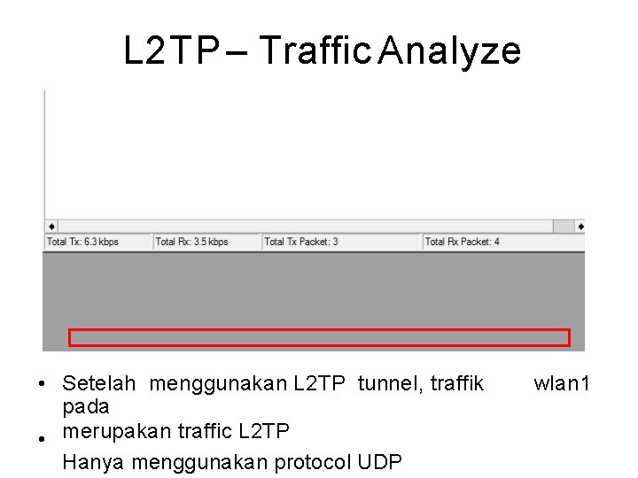 L 2 TP – Traffic Analyze • Setelah menggunakan L 2 TP tunnel, traffik