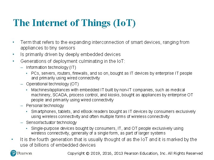 The Internet of Things (Io. T) • • • Term that refers to the