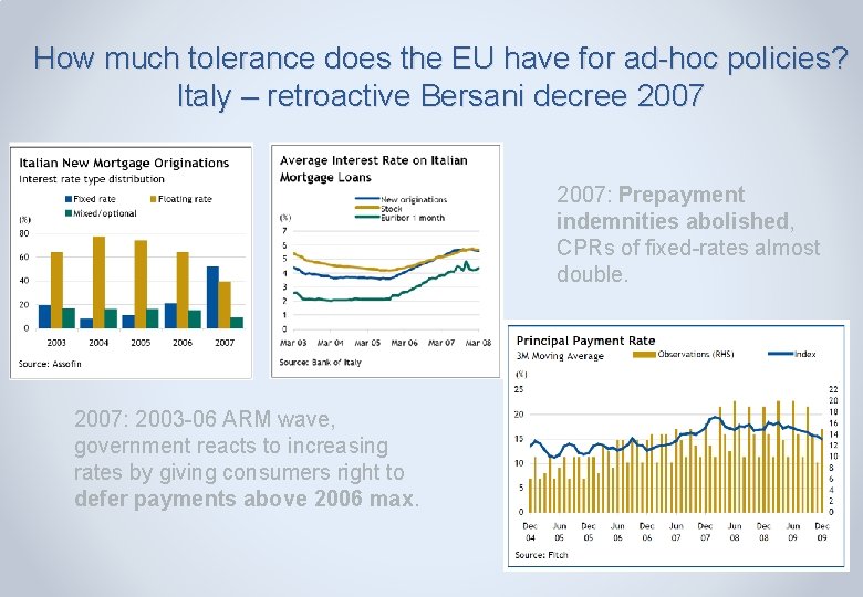How much tolerance does the EU have for ad-hoc policies? Italy – retroactive Bersani