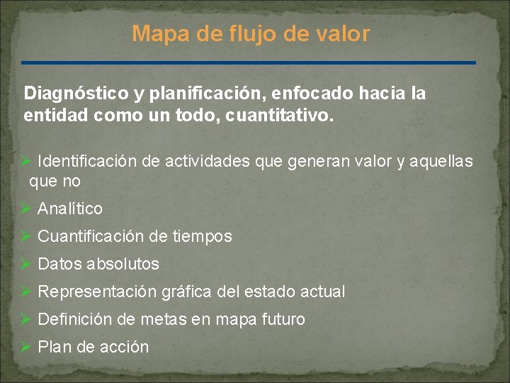 Mapa de flujo de valor Diagnóstico y planificación, enfocado hacia la entidad como un