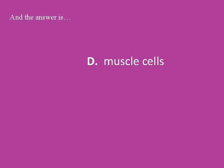 And the answer is… D. muscle cells 