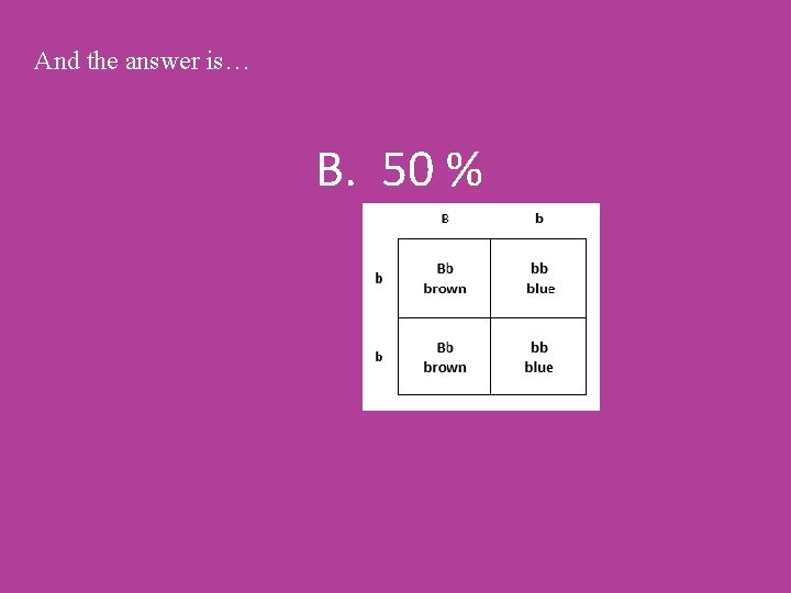 And the answer is… B. 50 % 