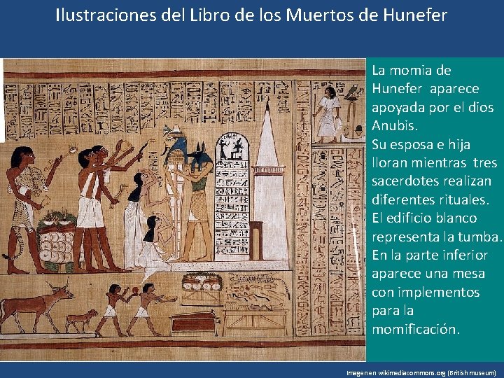 Ilustraciones del Libro de los Muertos de Hunefer La momia de Hunefer aparece apoyada