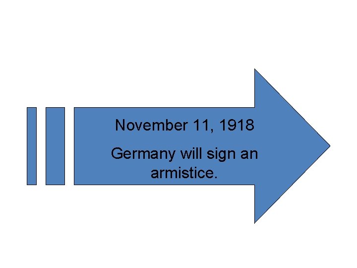 November 11, 1918 Germany will sign an armistice. 