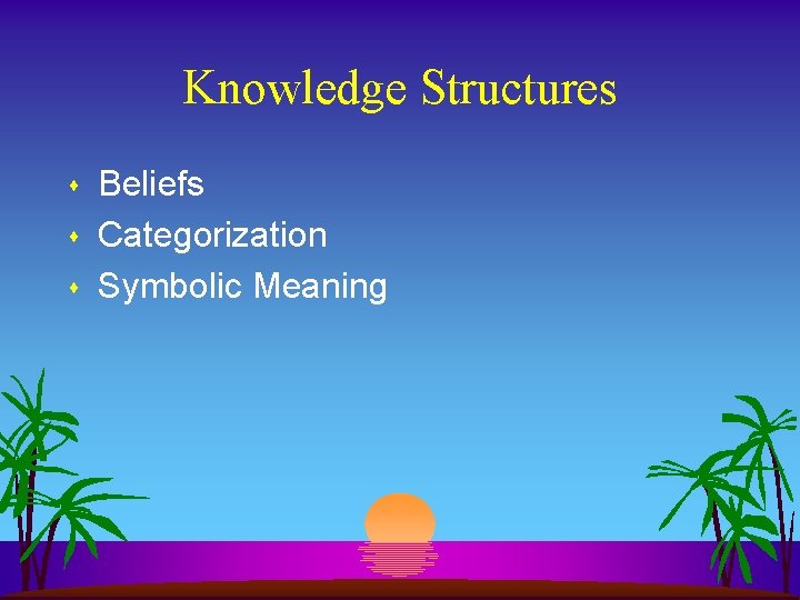 Knowledge Structures s Beliefs Categorization Symbolic Meaning Knowledge Structures s Beliefs Categorization Symbolic Meaning