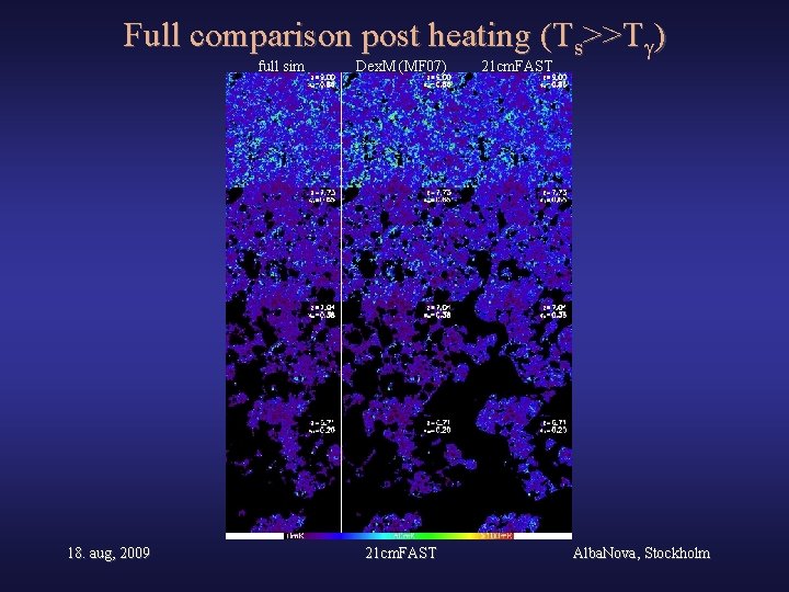 Full comparison post heating (Ts>>T ) full sim 18. aug, 2009 Dex. M (MF