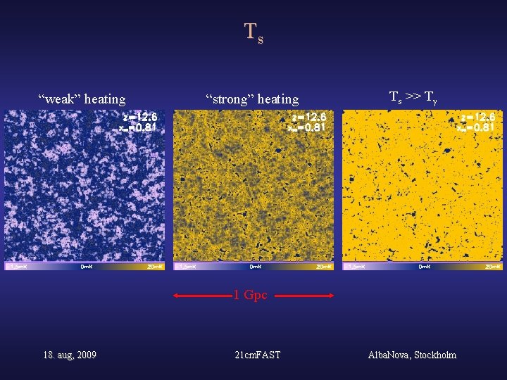 Ts “weak” heating “strong” heating Ts >> T 1 Gpc 18. aug, 2009 21