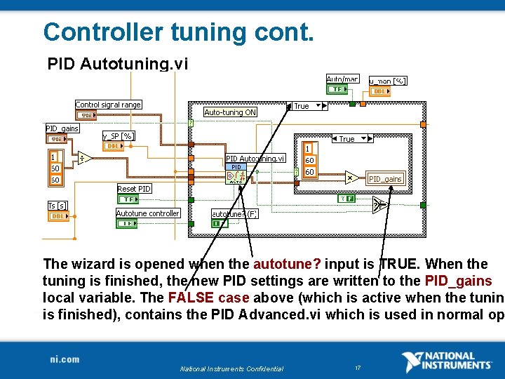 Controller tuning cont. PID Autotuning. vi The wizard is opened when the autotune? input