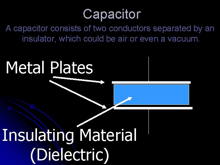 Capacitor A capacitor consists of two conductors separated by an insulator, which could be