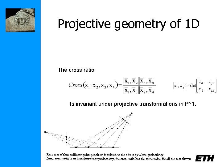 Projective geometry of 1 D The cross ratio Is invariant under projective transformations in