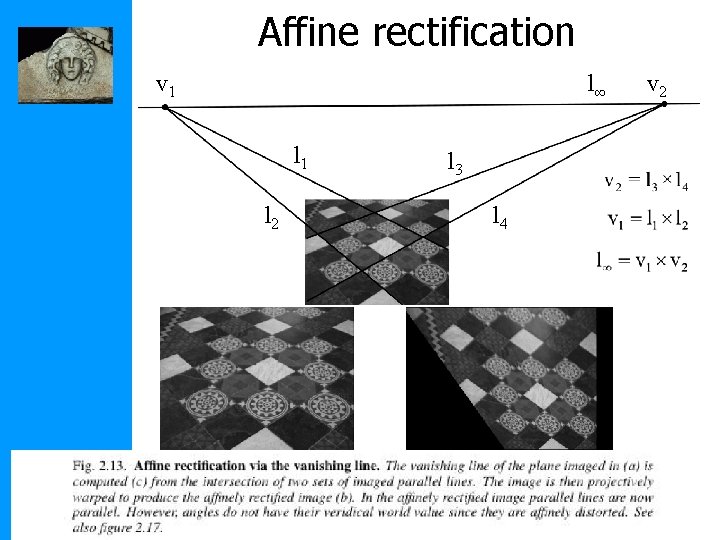 Affine rectification l∞ v 1 l 2 l 3 l 4 v 2 