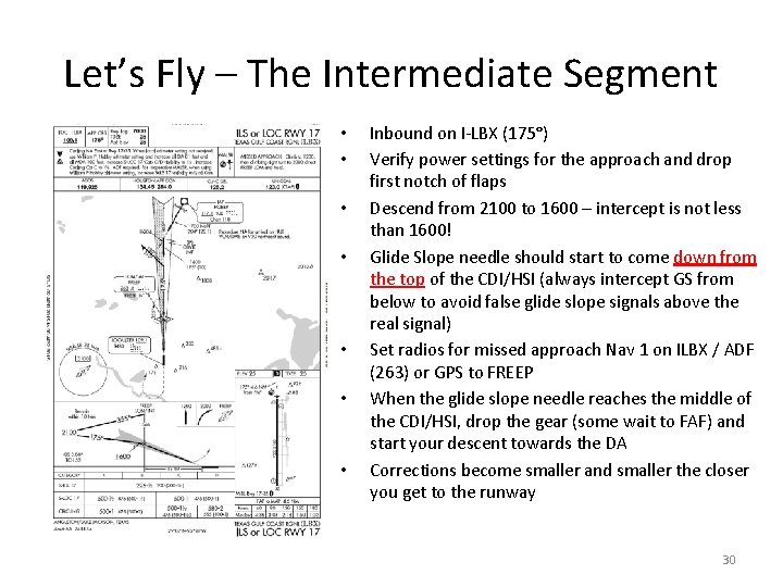 Let’s Fly – The Intermediate Segment • • Inbound on I-LBX (175°) Verify power