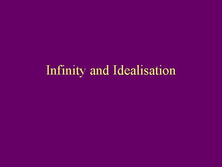 Infinity and Idealisation 