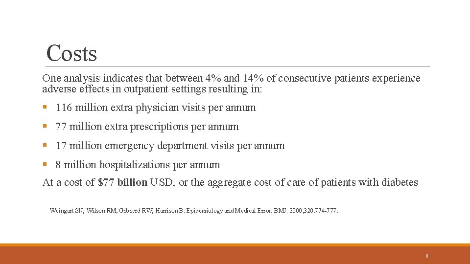 Costs One analysis indicates that between 4% and 14% of consecutive patients experience adverse