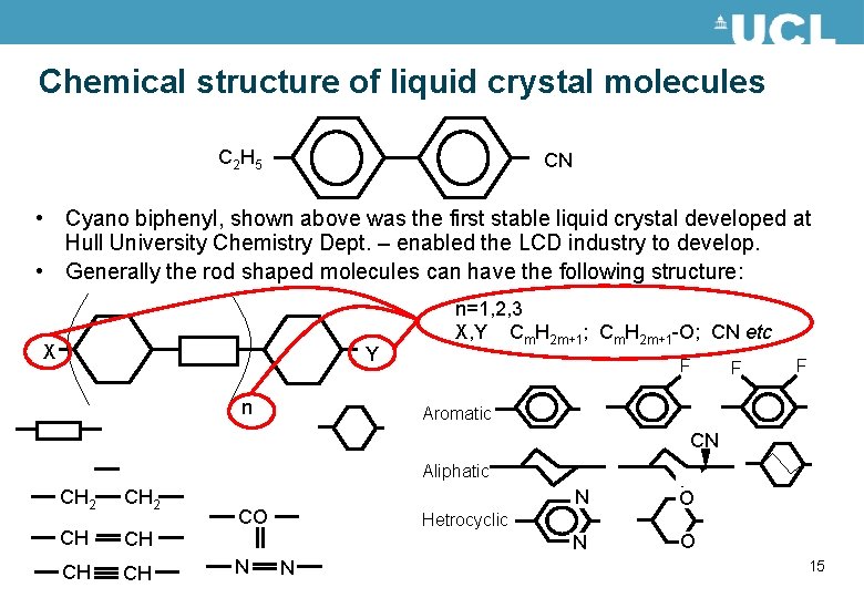 Chemical structure of liquid crystal molecules C 2 H 5 CN • Cyano biphenyl,