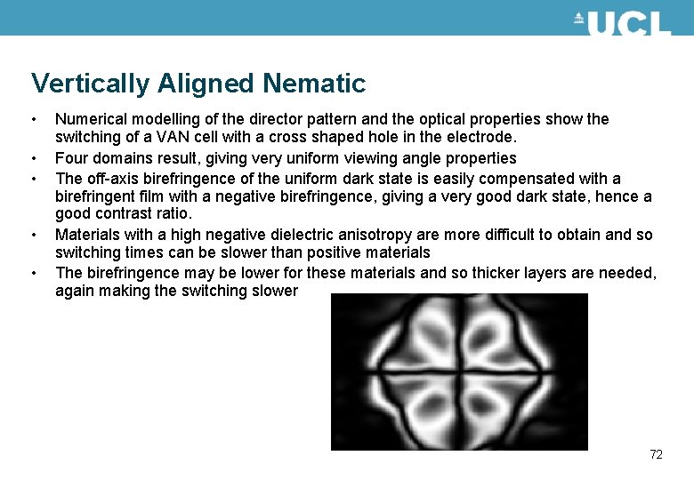 Vertically Aligned Nematic • • • Numerical modelling of the director pattern and the