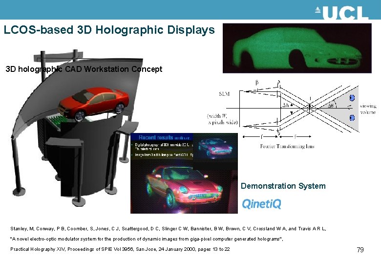 LCOS-based 3 D Holographic Displays 3 D holographic CAD Workstation Concept Demonstration System Stanley,