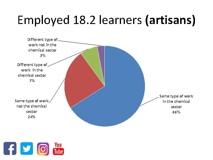 Employed 18. 2 learners (artisans) Different type of work not in the chemical sector