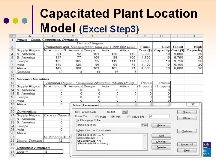 Capacitated Plant Location Model (Excel Step 3) 