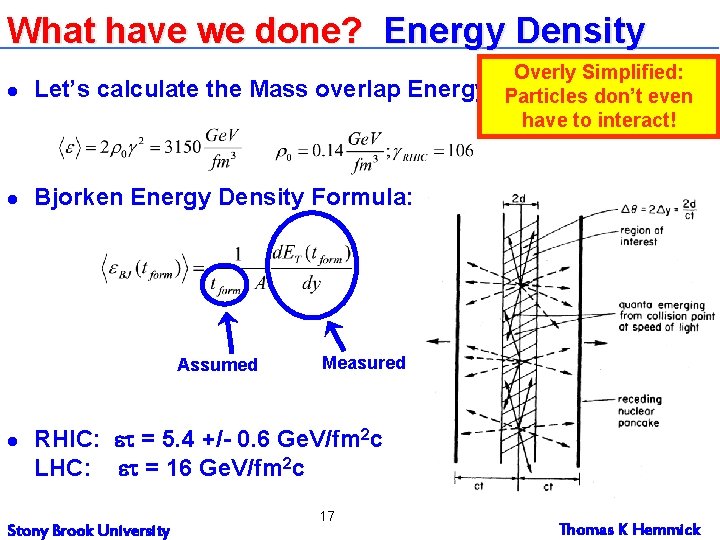 What have we done? Energy Density l Let’s calculate the Mass overlap Energy: l What have we done? Energy Density l Let’s calculate the Mass overlap Energy: l