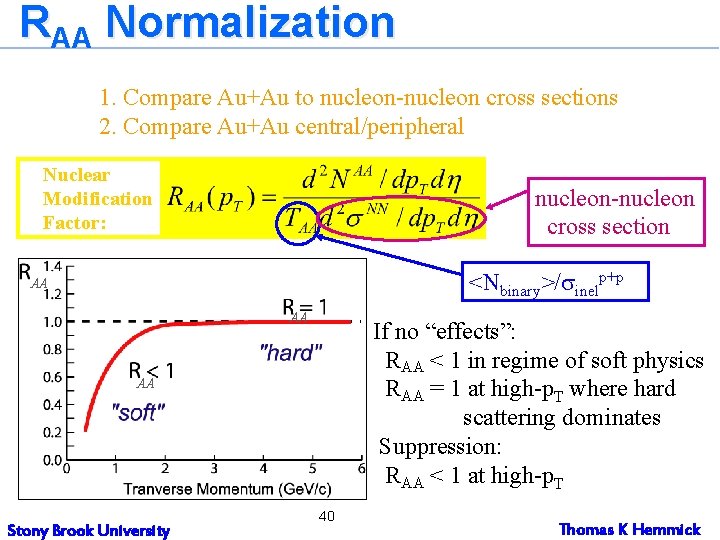 RAA Normalization 1. Compare Au+Au to nucleon-nucleon cross sections 2. Compare Au+Au central/peripheral Nuclear RAA Normalization 1. Compare Au+Au to nucleon-nucleon cross sections 2. Compare Au+Au central/peripheral Nuclear