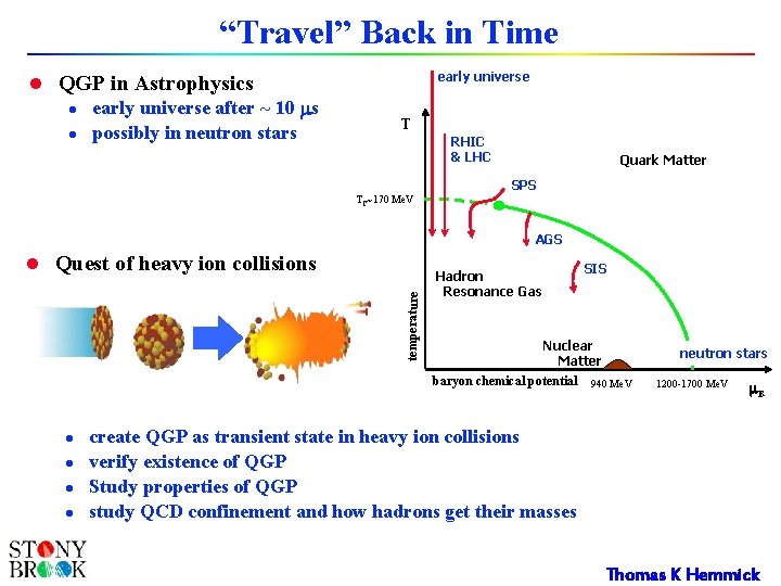 “Travel” Back in Time l QGP in Astrophysics l early universe after ~ 10 “Travel” Back in Time l QGP in Astrophysics l early universe after ~ 10