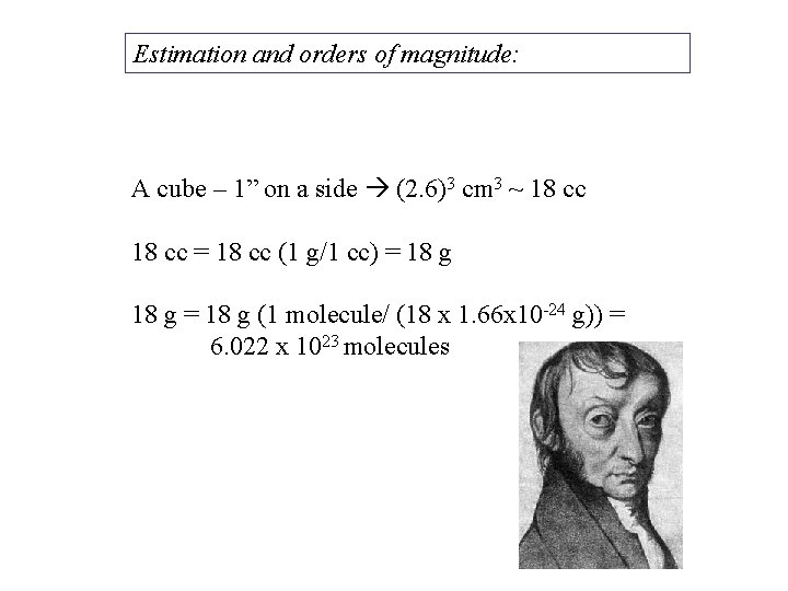 Estimation and orders of magnitude: A cube – 1” on a side (2. 6)3