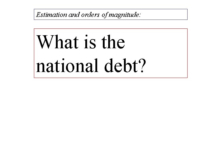 Estimation and orders of magnitude: What is the national debt? 