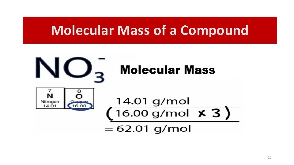 Molecular Mass of a Compound 13 