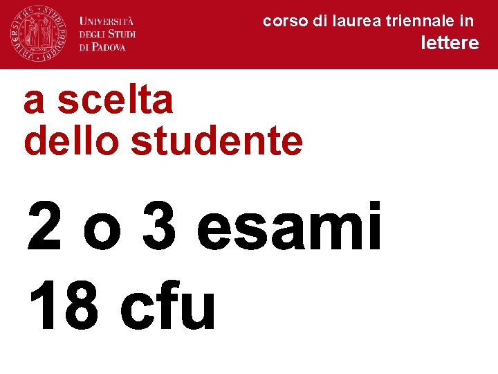 corso di laurea triennale in lettere a scelta dello studente 