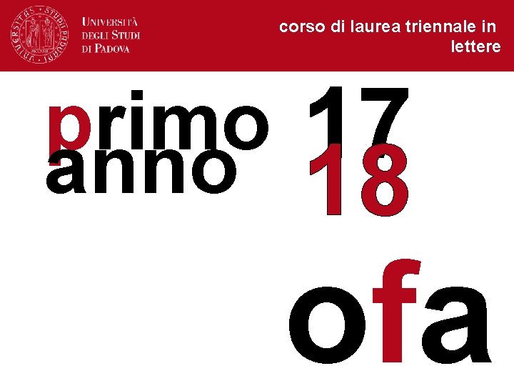 corso di laurea triennale in lettere primo anno 18 ofa 