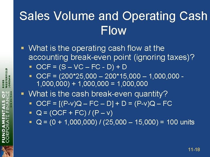 Sales Volume and Operating Cash Flow § What is the operating cash flow at