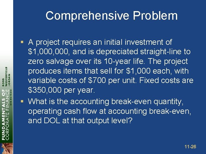 Comprehensive Problem § A project requires an initial investment of $1, 000, and is