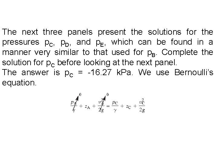 The next three panels present the solutions for the pressures p. C, p. D,