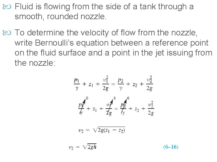  Fluid is flowing from the side of a tank through a smooth, rounded