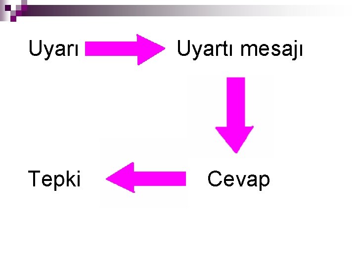 Uyarı Uyartı mesajı Tepki Cevap 