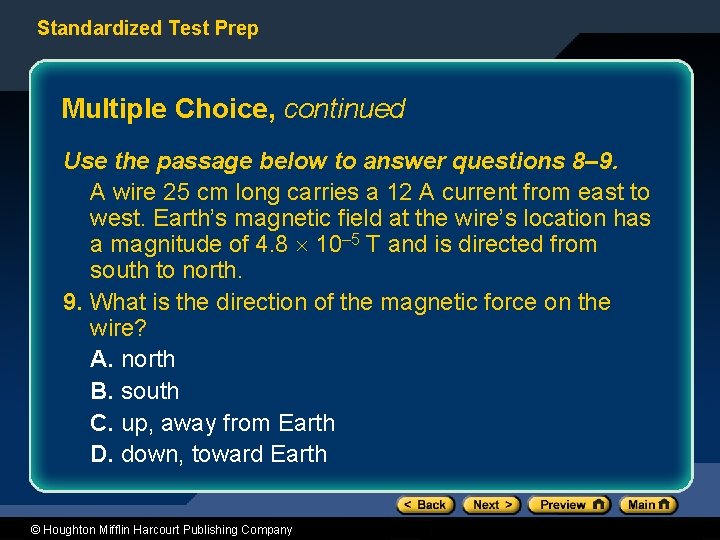 Standardized Test Prep Multiple Choice, continued Use the passage below to answer questions 8– Standardized Test Prep Multiple Choice, continued Use the passage below to answer questions 8–