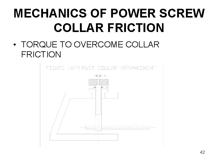 MECHANICS OF POWER SCREW COLLAR FRICTION • TORQUE TO OVERCOME COLLAR FRICTION 42 