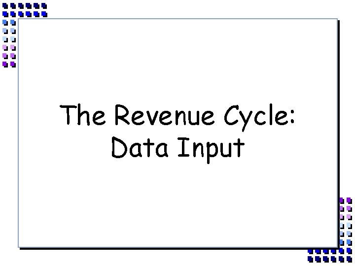 The Revenue Cycle: Data Input 