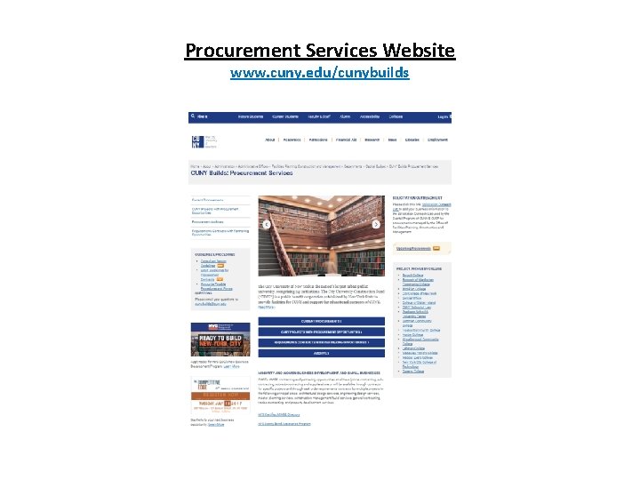 Procurement Services Website www. cuny. edu/cunybuilds 