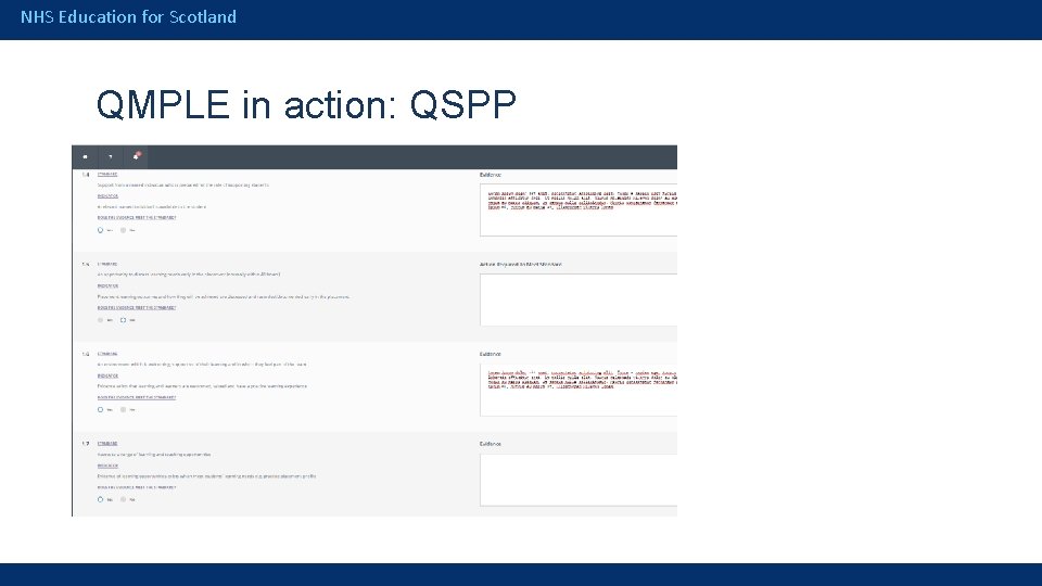 NHS Education for Scotland QMPLE in action: QSPP 