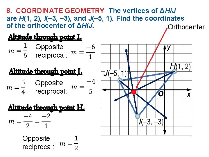 6. COORDINATE GEOMETRY The vertices of ΔHIJ are H(1, 2), I(– 3, – 3),